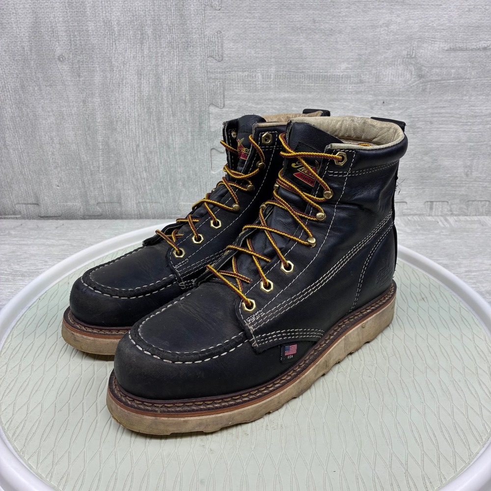Thorogood American Heritage Moc Toe Boots Mens 6.5 D Black Leather 814-6201